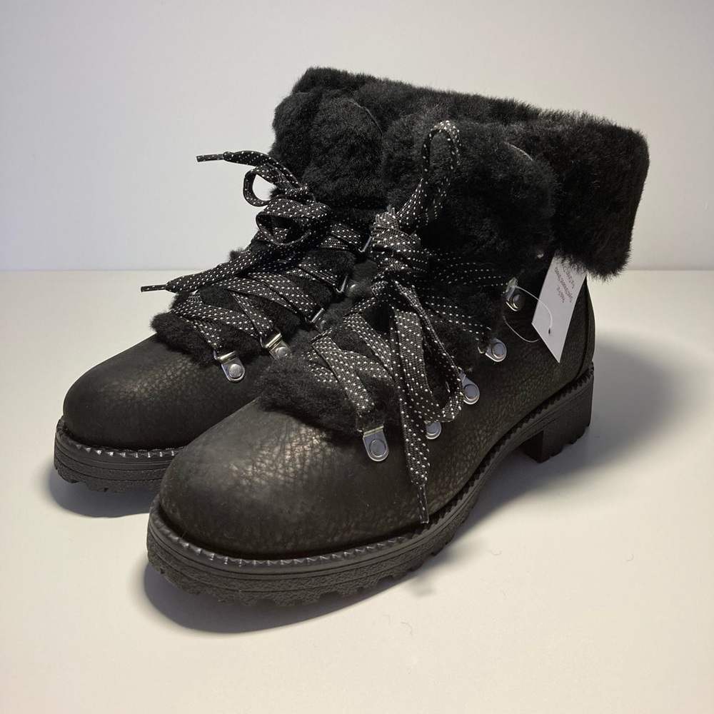 J. Crew Shearling Lined Black Winter Boots, Sz 8